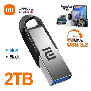Xiaomi 2 تيرا بايت محرك فلاش USB القلم محرك 1 تيرا بايت الذاكرة مقاوم للماء U القرص عالية السرعة USB 3.2 نقل البيانات المعادن محرك فلاش USB OTG