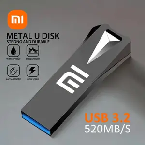محرك فلاش Xiaomi معدني 2 تيرا بايت USB 3.2 سوبر عالي السرعة نقل قرص U صغير محرك القلم نوع C ذاكرة قرص مقاوم للماء SSD محرك أقراص USB