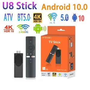 2024 U8 TV Stick أندرويد 10.0 TV Box HDR H313 Wifi BT5 تلفزيون ذكي 2.4G 5G 4K HD صندوق التلفزيون الذكي صوت عن بعد مجموعة صندوق علوي