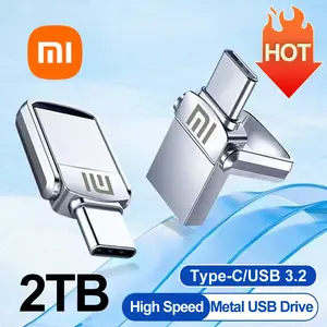 محرك فلاش Xiaomi 2 تيرا بايت فائق السرعة قرص U صغير محرك القلم 1 تيرا بايت نوع C ذاكرة USB 3.2 بندريف 128 جيجابايت 512 جيجابايت لأجهزة الكمبيوتر الهاتف